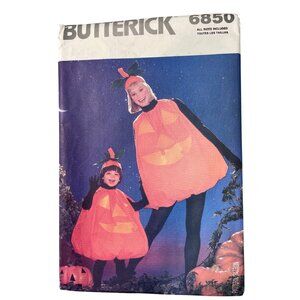 80s Butterick 6850 Sewing Pattern Halloween Pumpkin Costume All Sizes Retro CUT